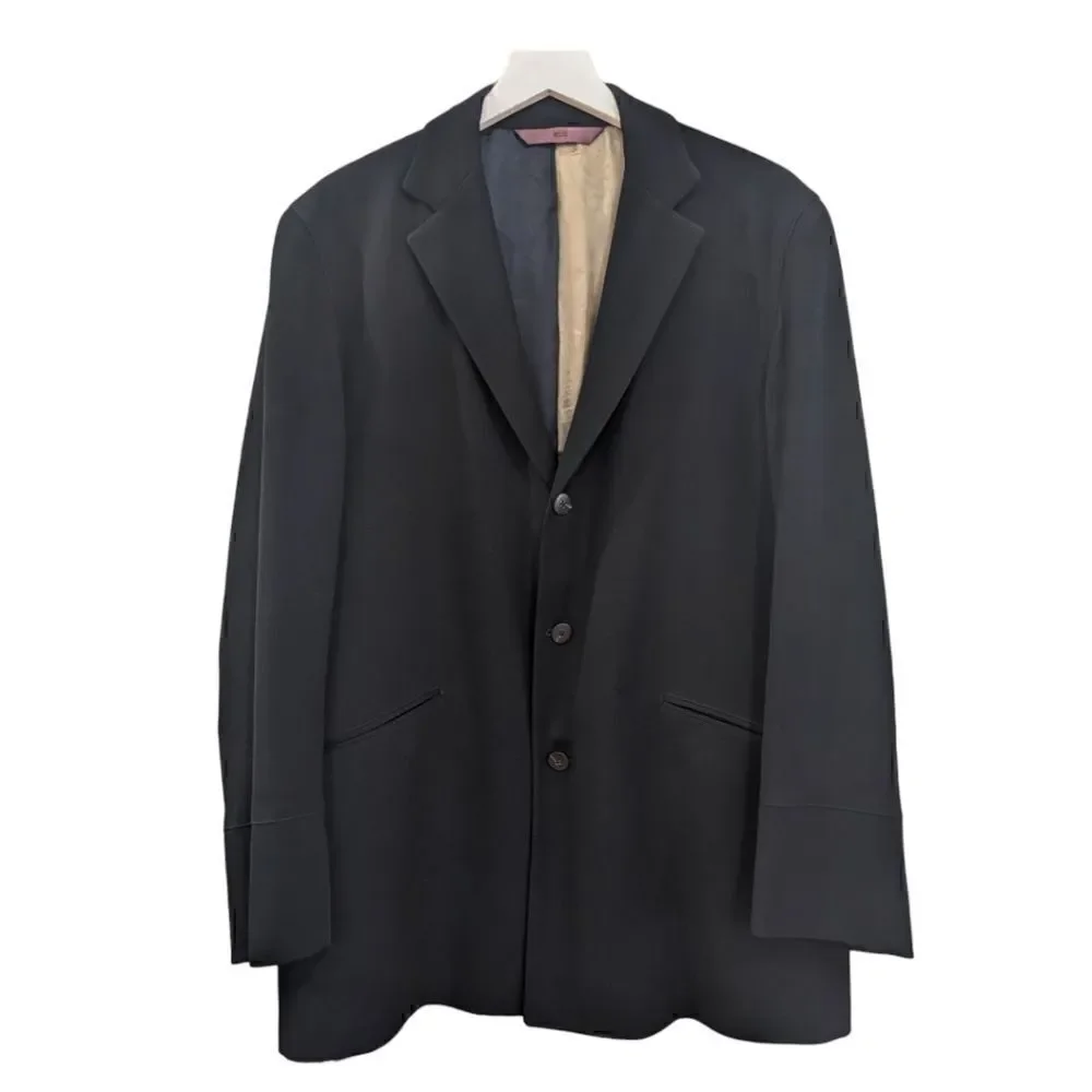 Massimo Bizzocchi Handmade Men's Three Button Black Blazer Size 44R